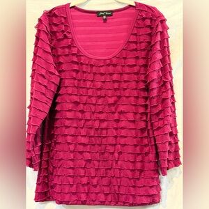 Slinky Brand Raspberry Ruffled Women's Top